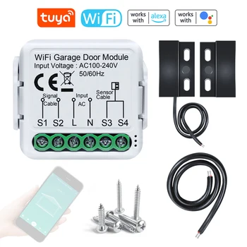 Tui WiFi Контролер за отваряне на гаражни врати Мобилен телефон за Дистанционно управление на приложението е Съвместимо с Алекса Google Home за гласов контрол