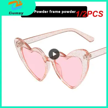 Слънчеви очила с форма на сърце 1/2 бр. за жени, модни слънчеви очила Love Heart, защитни очила UV400, vintage слънчеви очила за жени