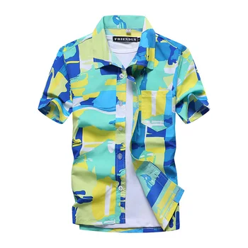 Модерен мъжки Хавайска риза, Мъжки Ежедневни плажни ризи с цветен принтом, Къс ръкав Модерен мъжки Хавайска риза, Мъжки Ежедневни плажни ризи с цветен принтом, Къс ръкав 2