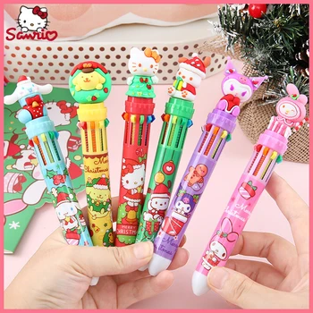 6-36 Парчета Sanrio Kitty Cat Десет цвята Мультяшная неутрална химикалка Химикалка химикалка Обучение на канцеларски материали, Детски Коледен подарък на едро