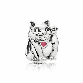 Неподправена Топчета От Сребро 925 Проба, Лъки Cat Charm Fit Пандора Женски Гривна Подарък направи си САМ Бижута