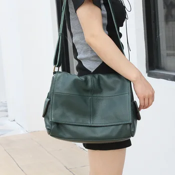Луксозни чанти, Дамски чанти, Чанта-месинджър от естествена кожа, джоб с капак, чанта през рамо, Голяма Ежедневни дамски чанта от мека кожа