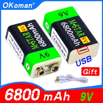 Акумулаторна батерия 9, USB, литиево-йонна батерия 9 6800 mah, се използва за мултицет, дим аларми, метал детектор и други батерии
