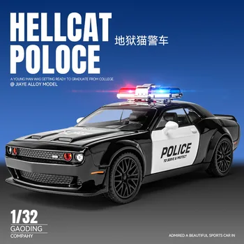 1:32 Полицейска кола Dodge SRT с Висока Имитация, Формовани под натиска на Модел на превозното средство От Метална Сплав, Звук, Светлина, Откидывающаяся Колекция от Детски Играчки, Подаръци