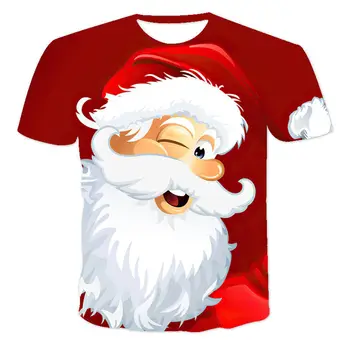 Унисекс, Забавни тениски Дядо Коледа с къс ръкав, Мъжки Модни тениски с 3D принтом, отмечающие празници, Интересен коледен подарък