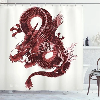 Японски дракон Тацу, народна тема Благородник чудовище, украса за баня, душ завеса за душ