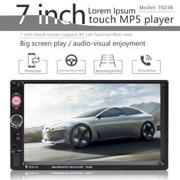 HD Мултимедиен плейър Със Сензорен екран, Аудио Стерео 7-Инчов Автомобилен MP5 плейър, съвместим с Bluetooth, С приоритет на заден ход, Вграден микрофон