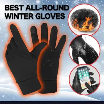 Ветроупорен ръкавици за спорт на открито със сензорен екран, Мъжки Дамски зимни ръкавици, флисовые топли ръкавици за джогинг, колоездене, мини ръкавици