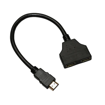 Ново Записване, Кабел-сплитер HDMI, 1 Включете щепсела на Двойно HDMI, 2 Щепсела, Y-образен адаптор-сплитер За HDMI HD LED LCD телевизор 30 см