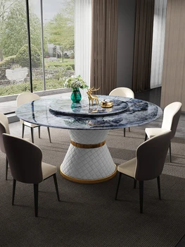 Супер Crystal Stone table de repas de luxe légère chaises combo maison taille simple de table repas moderne