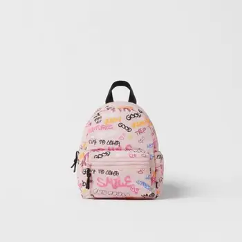 Раница с розови букви и графити за момичета, модерна детска чанта за детска градина, училище раница за деца, скъпа двойна чанта на рамото