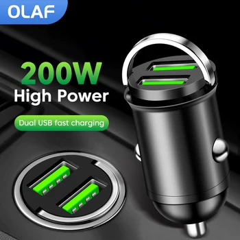 Олаф 200 W Мини зарядно за Кола, запалка, бързо зареждане за iPhone QC3.0, адаптера за зарядно за кола с два USB конектори за Xiaomi Samsung, Huawei