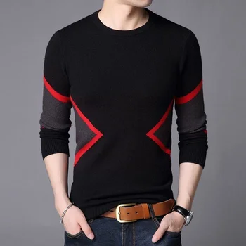 Вязаный мъжки пуловер, фин пролетта нов мъжки пуловер на средна възраст, свободна базова риза в корейски стил Вязаный мъжки пуловер, фин пролетта нов мъжки пуловер на средна възраст, свободна базова риза в корейски стил 2