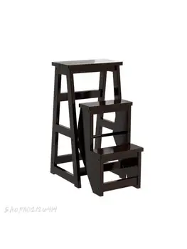 Домакински сгъваема многофункционална стълби от масивна дървесина, табуретка, с двойно предназначение, сгъваема стълба, столче за катерене, стол за стълби, по две стъпала