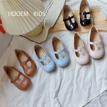 Новост есента 2023 г., детски кожени обувки в корейски стил за момичета, Кожени обувки за момичета