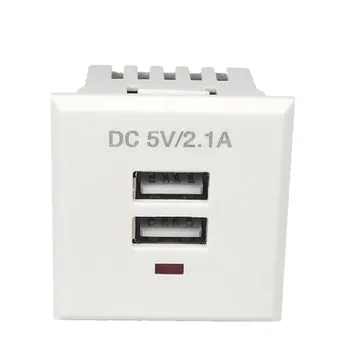 Двойна розетка ac адаптер с два USB конектори, вградена настолна гнездо с два USB конектори за зареждане на постоянен ток, Модулна изход 5V 2.1 A Двойна розетка ac адаптер с два USB конектори, вградена настолна гнездо с два USB конектори за зареждане на постоянен ток, Модулна изход 5V 2.1 A 5