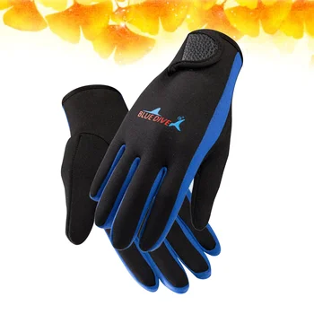 Ръкавици за гмуркане за мъже и жени, носете без ръкавици, за защита от драскотини при подводния на плуване (синята лента L)