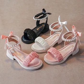 Летни сандали за момичета, новите детски модерни дневни универсални обувки на принцесата подметка, римска плажни обувки за ученици