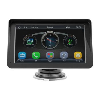 7-Инчов FM радио Гласов Контрол Безжичен Carplay Android Auto Радиото в автомобила HD 1024P Преносим Кола Стерео Сензорен екран-Вграден Високоговорител