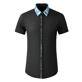 Летни памучни мъжки ризи Minglu клас Лукс с къс ръкав и затворени бутони, приталенные бизнес ежедневни мъжки ризи за партита