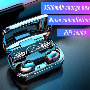 TWS Bluetooth Слушалки 3500 mah зарядно устройство ще захранване на скоростната Безжични слушалки Fone Безжична Стерео слушалки с микрофон Спортни водоустойчиви слушалки