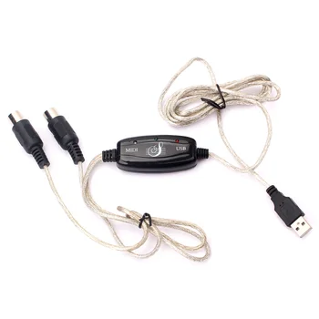 USB-кабел с ДЪЛЖИНА 2 м С MIDI интерфейс, на професионален кабел конвертор на персонални КОМПЮТРИ в музикалната клавиатура, захранващ адаптер, тел, висока производителност