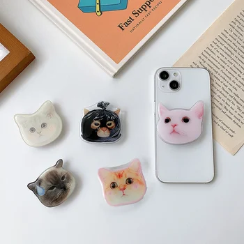 Корейски Скъпа торба за боклук с котка, държач за мобилен телефон, подкрепа Griptok за iPhone 14 Pro Max Samsung, поставка за захващане на пръсти