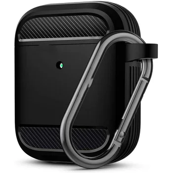 Защитен калъф за слушалки с модел от въглеродни влакна за Apple калъф за Apple 1/2 [Видима led подсветка]