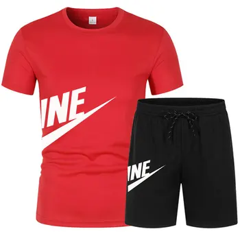 2023 Лятна модна марка дрехи за фитнес и джогинг Y2K, ежедневни мъжки тениска + шорти, дишаща костюм от две части, спортно облекло