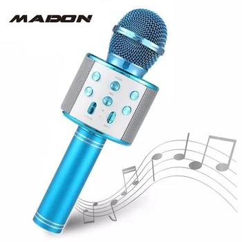 Портативен Bluetooth-съвместими микрофон за караоке WS858, Безжичен професионален оратор, ръчен микрофон за домашно KTV