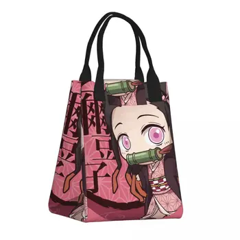 Kimetsu No Yaiba Nezuko, термоизолированная чанта за обяд, Дамски Demon Slayer, Аниме, Манга, Преносим Обяд, Многофункционална кутия за Bento