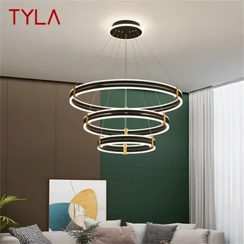 Висящи лампи TYLA Nordic Модерен черен Луксозен кръгъл led лампа за декорация на дома