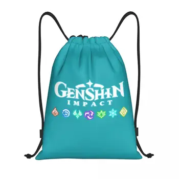 Обичай Лого Genshin Impact 22 Раницата на съвсем малък, Чанти за жени и мъже, Лека аниме игра, Спортна раница за фитнес, чанти за пътуване