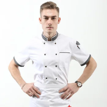 Мъжки яке готвач на ресторанта Хлебни изделия, кетъринг с къс ръкав, Дишаща Двубортная униформи, готвачи, кулинарни палто