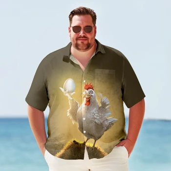 Голяма и Висока Хавайска Риза За Мъжете, Ретро Принт 