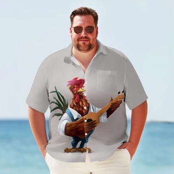 Голяма и Висока Хавайска Риза За Мъжете, Ретро Принт 