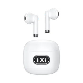 Безжични слушалки, време на възпроизвеждане 35 часа, водоустойчиви стерео слушалки в ушите IPX5 за спортни упражнения и игри, бял